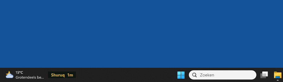 Waqti widget compact in de taakbalk